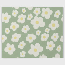 Papel de regalo floral verde y blanco