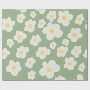 Papel de regalo floral verde y blanco
