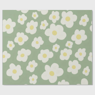 Papel de regalo floral verde y blanco