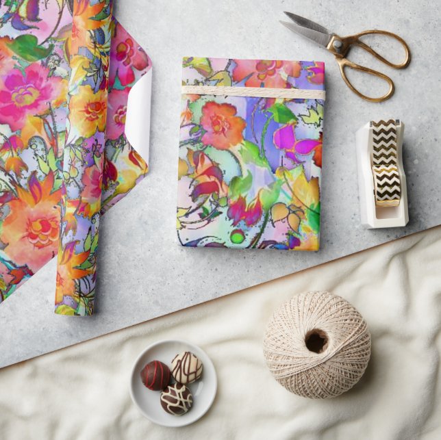 Papel De Regalo Floral vibrante (Artesanía)