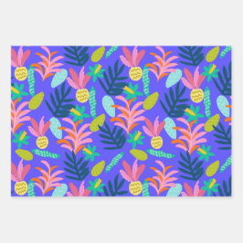Papel de regalo floral vibrante y colorido en hoja