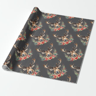 Papel De Regalo Floral Vintage Christmas Reindeer