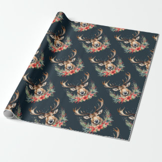 Papel De Regalo Floral Vintage Christmas Reindeer