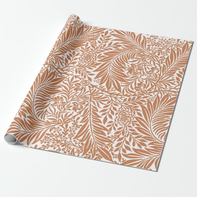 Papel De Regalo Floral virgen William Morris Willow Bough Rust (Desenrollado)