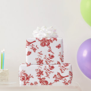 Papel De Regalo Floral y Aves Toile