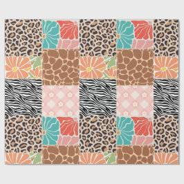 Papel de regalo floral y estampado animal de patch