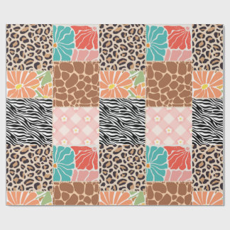 Papel de regalo floral y estampado animal de patch