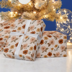 Papel De Regalo Floral y speckle boho terroso