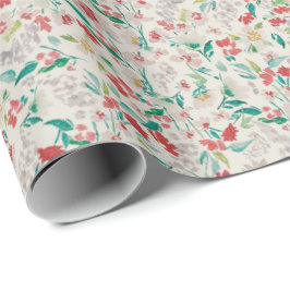 Papel De Regalo Florales Acuarela Vintage Pradera Invernal (Crema)