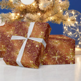 Papel de Regalo - Florales Cobre Dorado Elegante