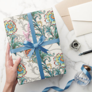 Papel De Regalo Florales dorados barrocos elegantes