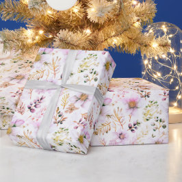 Papel De Regalo Florales Elegantes de Acuarela Rosa