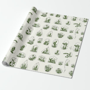 Papel De Regalo Florario geométrico con patrón de suculentos. 