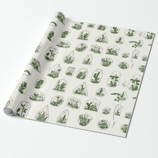 Papel De Regalo Florario geométrico con patrón de suculentos. 