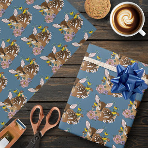 Papel De Regalo Florecillas Lindas Ciervo Cielo Azul Cierva Bebé B
