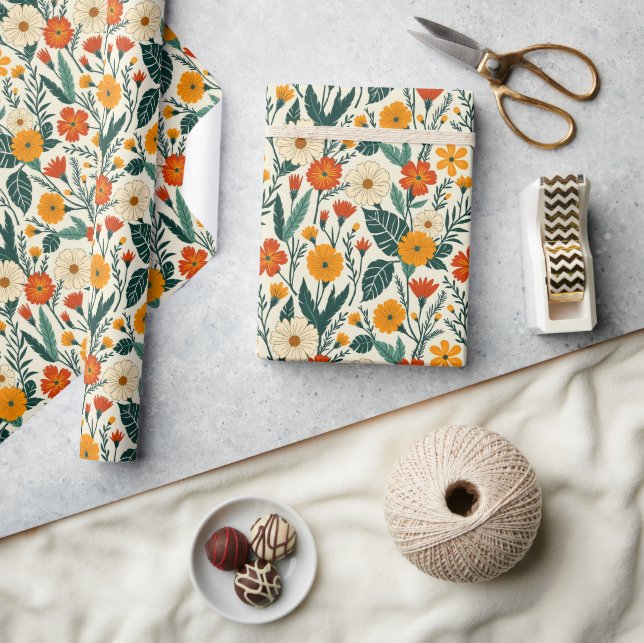 Papel De Regalo Florecimiento Boho (Artesanía)