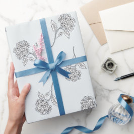 Papel De Regalo Florecimiento Botánico Atemporal Gris Suave