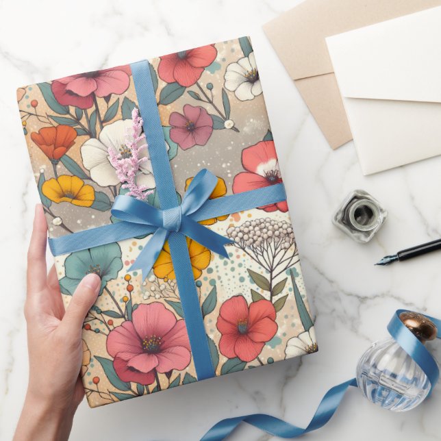 Papel De Regalo Florecimiento del Jardín Retro (Regalar)