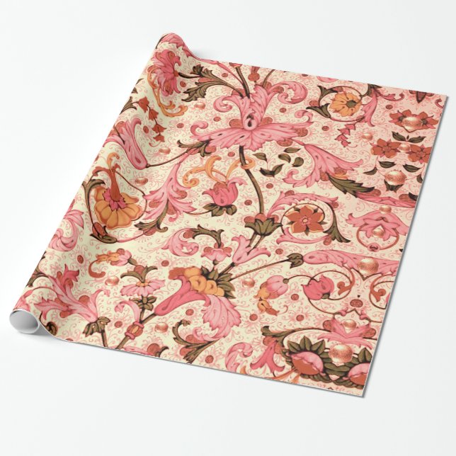PAPEL DE REGALO FLORENTINA RENAISSANCE HERRAMIENTAS DE FLORES ROSA (Desenrollado)
