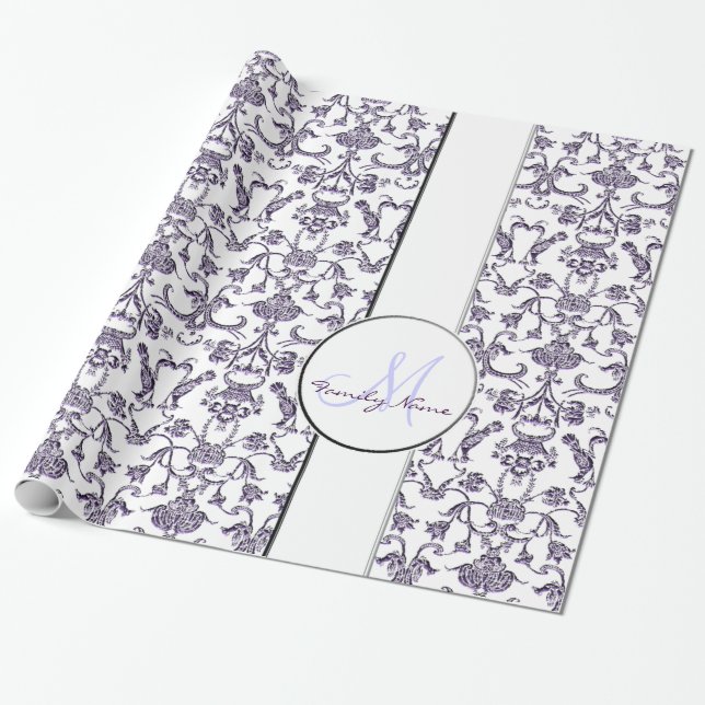 Papel De Regalo Florentine Damask (Lilac) (Desenrollado)