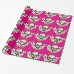 Papel De Regalo FLORENTINE RENAISSANCE ANGEL Pink Fuchsia