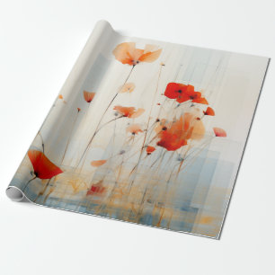 Papel De Regalo Flores abstractas de amapola en estilo geométrico