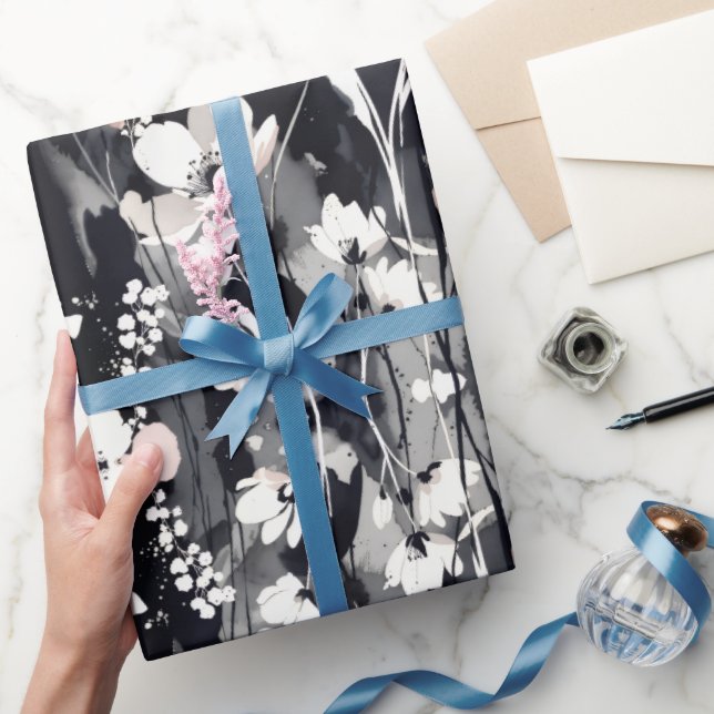 Papel De Regalo Flores abstractas: elegancia monocroma rosada (Regalar)