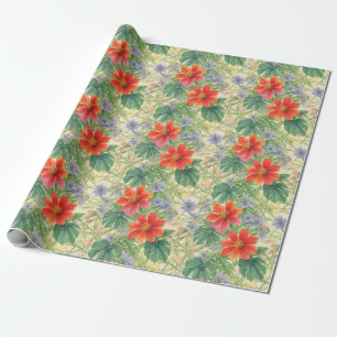 Papel De Regalo Flores acuáticas brillantes