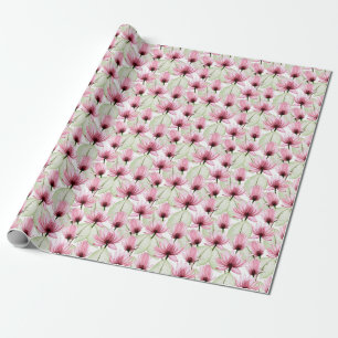 Papel De Regalo Flores acuáticas, loto, rosa, sin costuras.