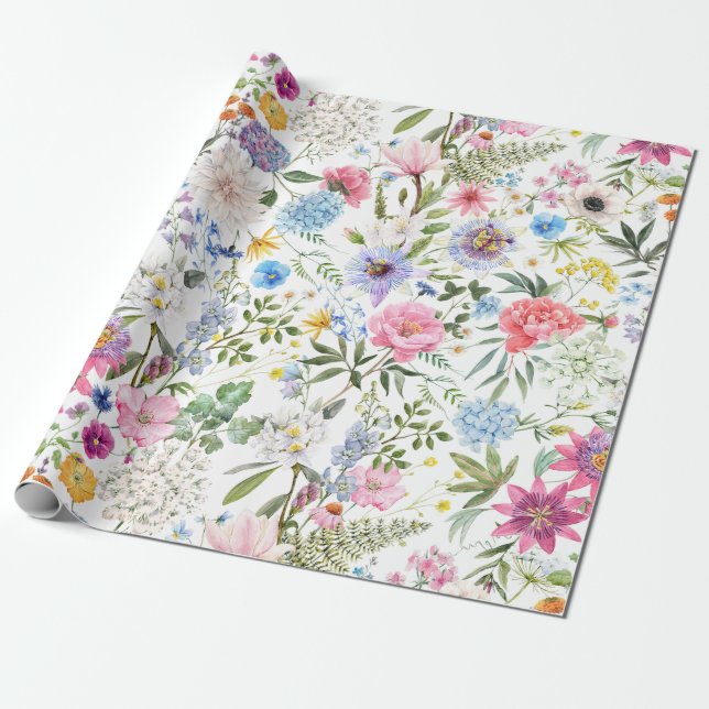 Papel De Regalo Flores acuáticas mixtas de jardín (Desenrollado)