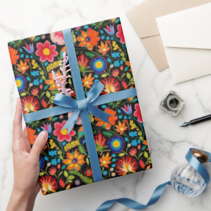 Papel De Regalo Flores alegres de fiesta mexicana