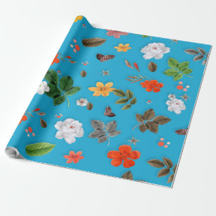 Papel De Regalo Flores amarillas y rosas blancas 24
