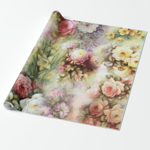 Papel De Regalo Flores Antiguas