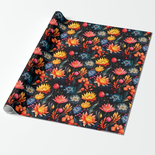 Papel De Regalo Flores Artsy (Desenrollado)