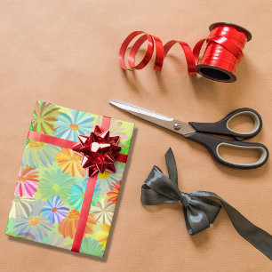 PAPEL DE REGALO FLORES ASTER & CONE Y HOJAS TROPICALES COLOR DEL A