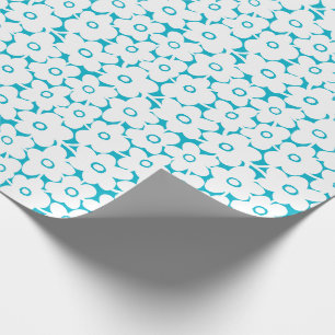 Papel De Regalo Flores audaces - Blanco en azul Aqua