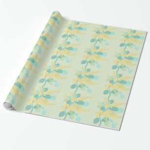 Papel De Regalo Flores australianos del zarzo de plata