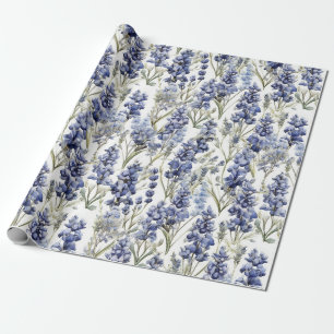 Papel De Regalo Flores azul Flores azul acuarela Flores salvajes