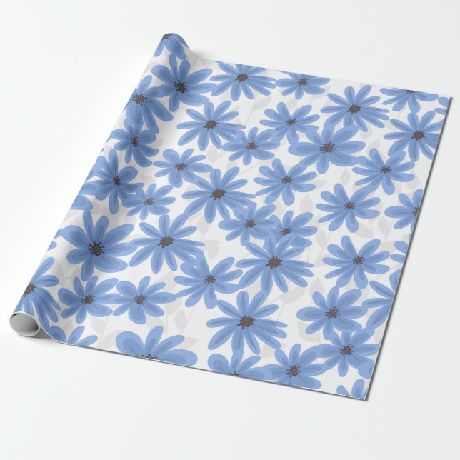 Papel De Regalo Flores azules (Desenrollado)