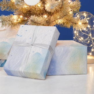 Papel De Regalo Flores azules de acuarela moderna & personalizar