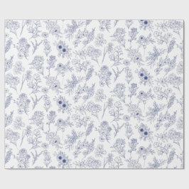Papel De Regalo flores azules de temporada