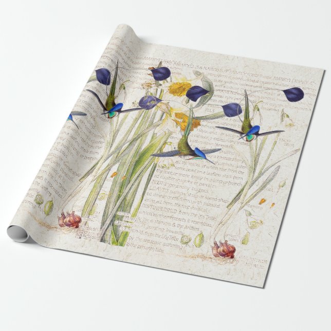 Papel De Regalo Flores azules del narciso del narciso de los (Desenrollado)