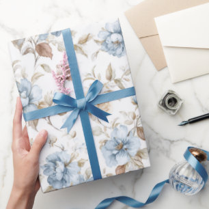 Papel De Regalo Flores Azules Románticas Bonitas Boda