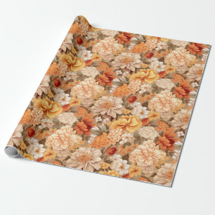 Papel De Regalo Flores beige color beige color amarillo intenso