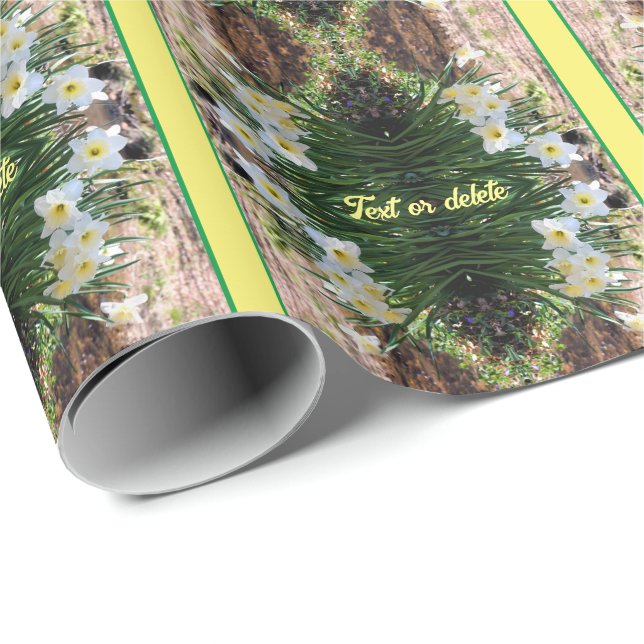 Papel De Regalo Flores Blancas De Daffodil Por Brook Personalizado (Esquina del rollo)