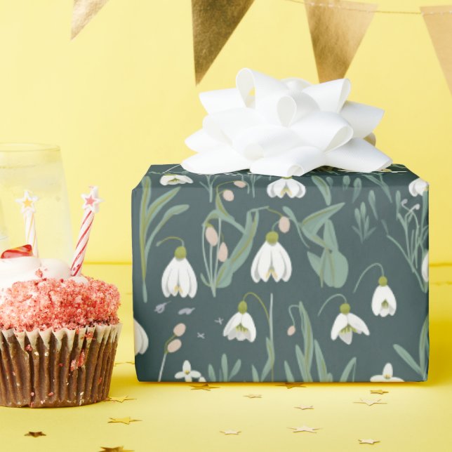 Papel De Regalo Flores blancas de nieve (Fiesta de cumpleaños )