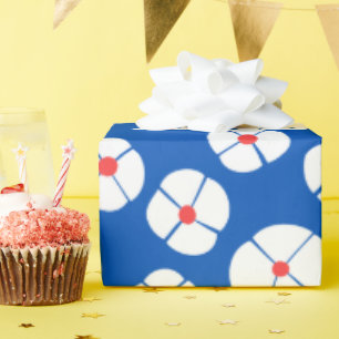 Papel De Regalo Flores Blancas En Azul