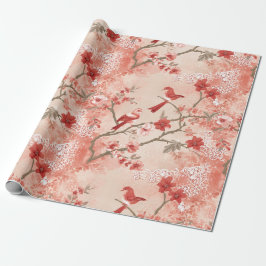 Papel De Regalo Flores blancas rosadas rojas chinas de estilo asiá