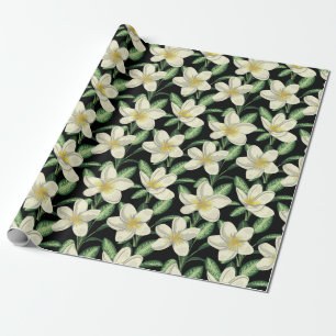 Papel De Regalo Flores blancas sin costuras trópicas hoja verde