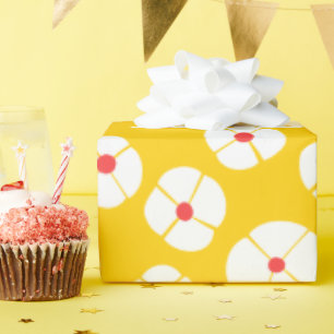 Papel De Regalo Flores Blancas Sobre El Oro